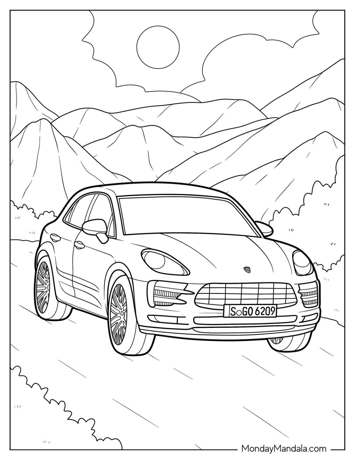 Porsche coloring pages free pdf printables