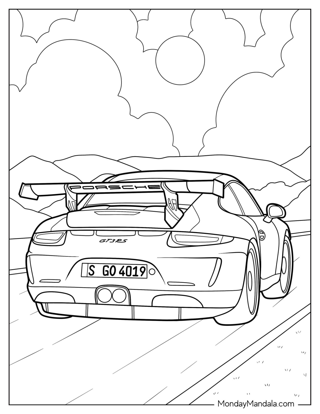 Porsche coloring pages free pdf printables