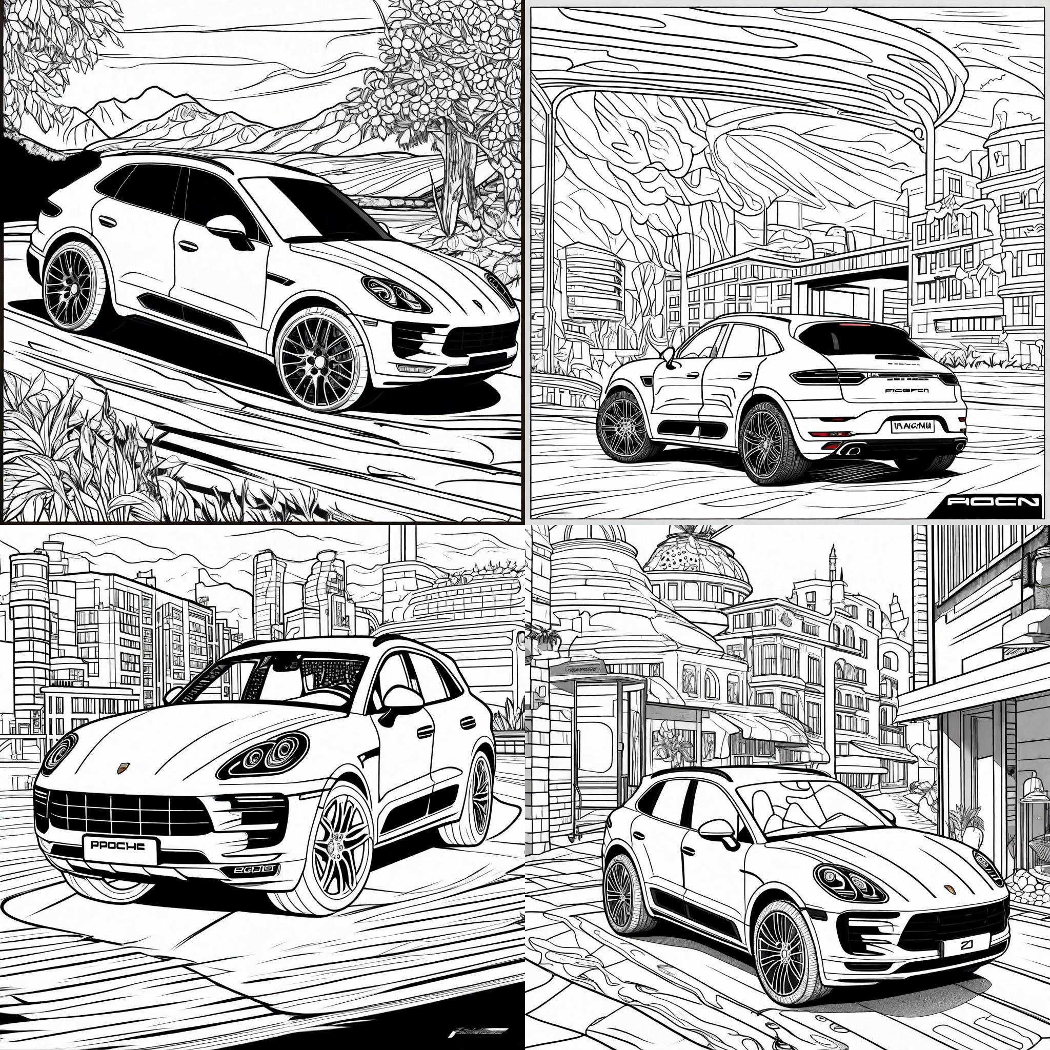 Porsche coloring pages pages instant download