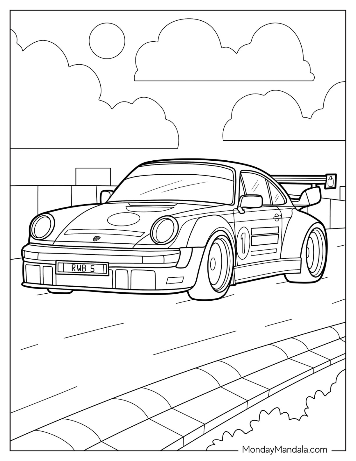 Porsche coloring pages free pdf printables