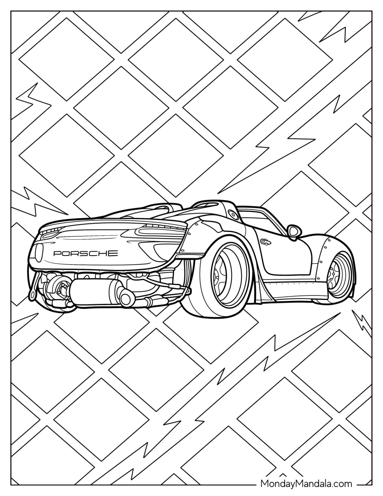 Porsche coloring pages free pdf printables