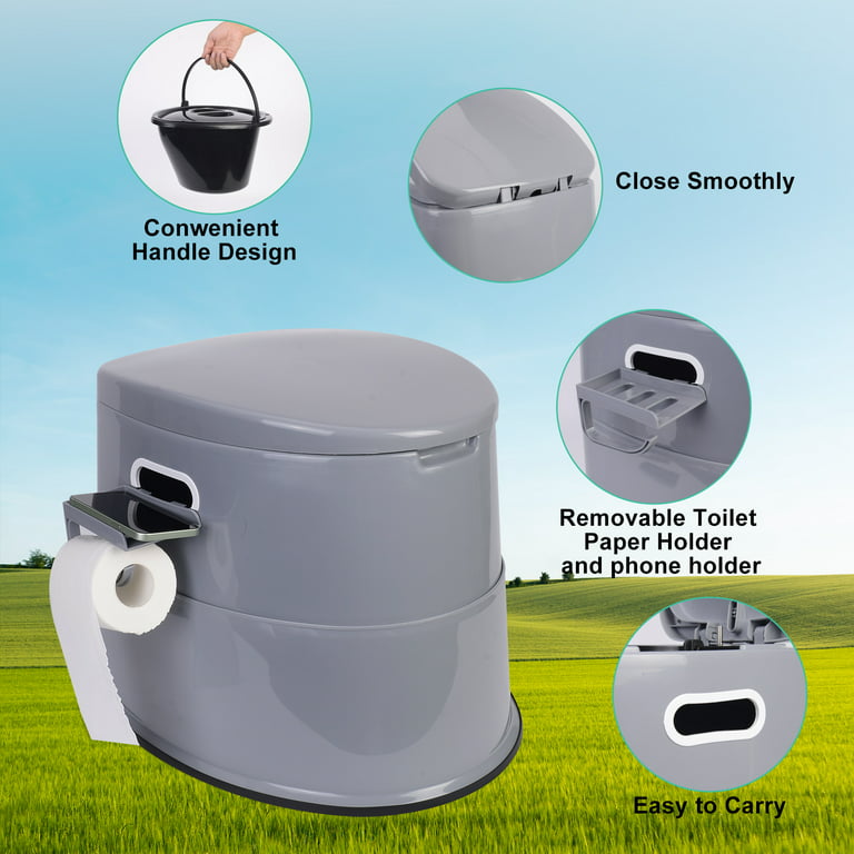 Aedilys portable camping toilet with detachable inner bucket gallon grey