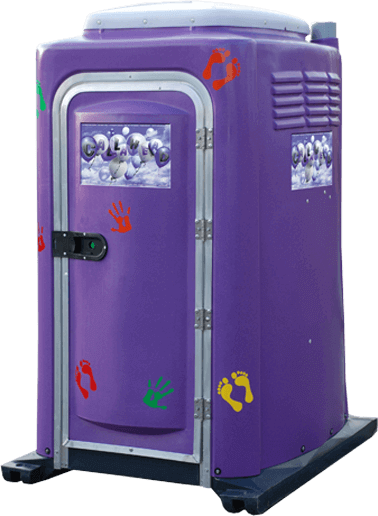 The purple potty portable toilet porta potty by