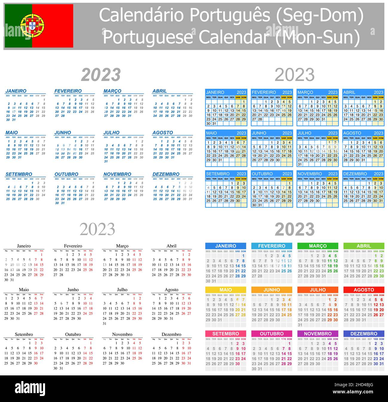 Portuguese mix calendar mon