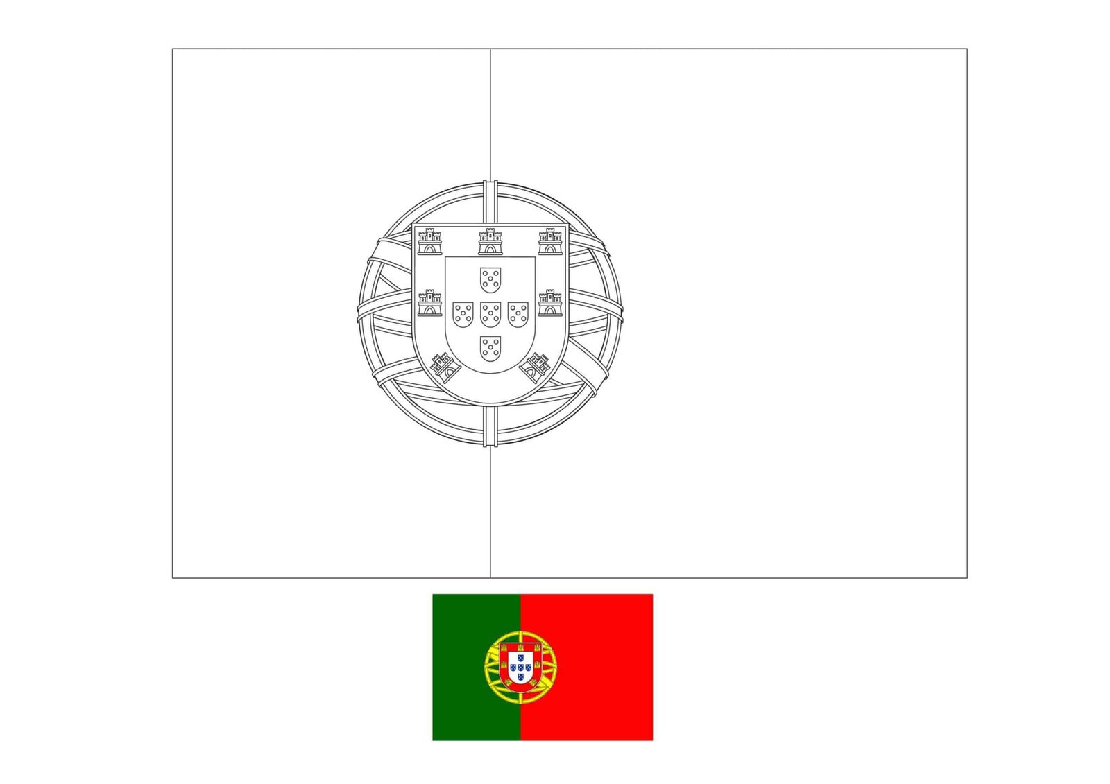 Flag of portugal coloring page