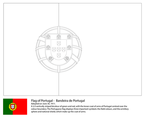 Flag of portugal coloring page free printable coloring pages