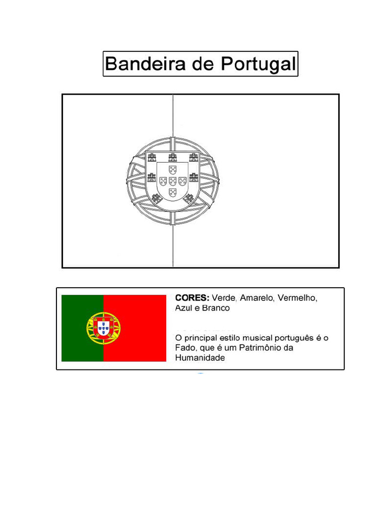 Bandeira de portugal para colorir pdf