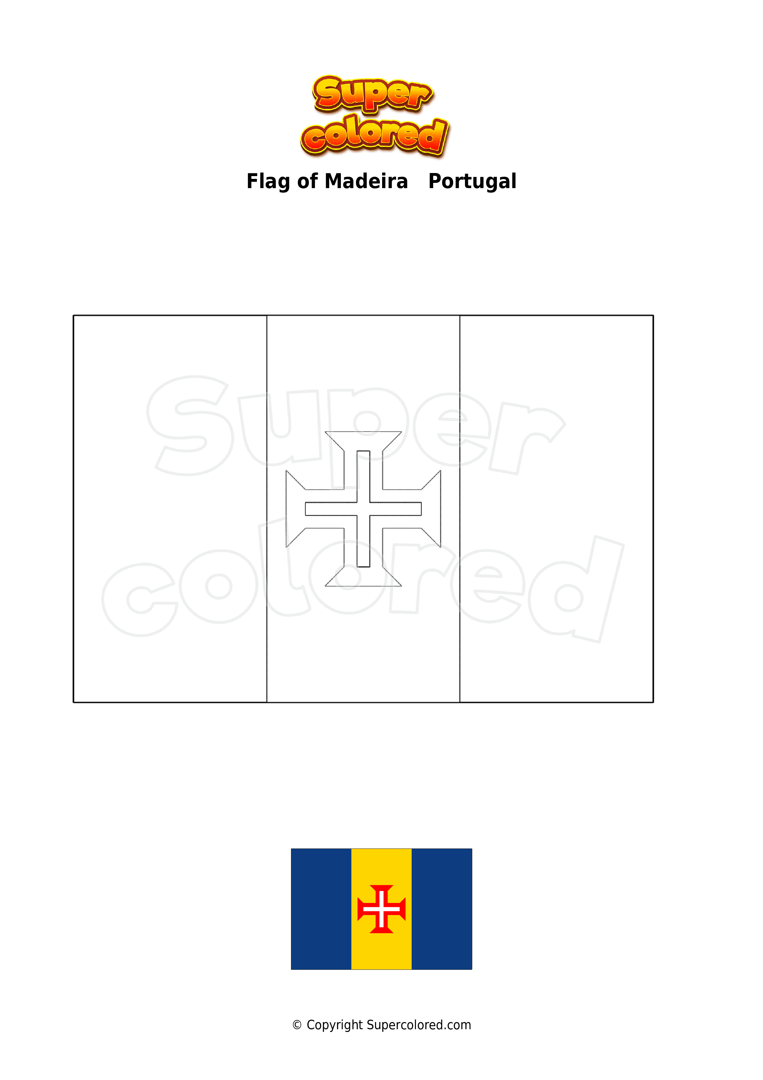 Coloring page flag of madeira portugal