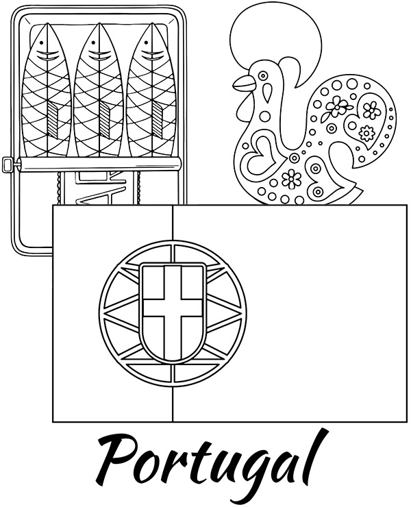 Flag of portugal coloring page