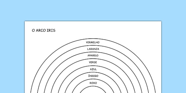O arco iris colors coloring sheet portuguese teacher