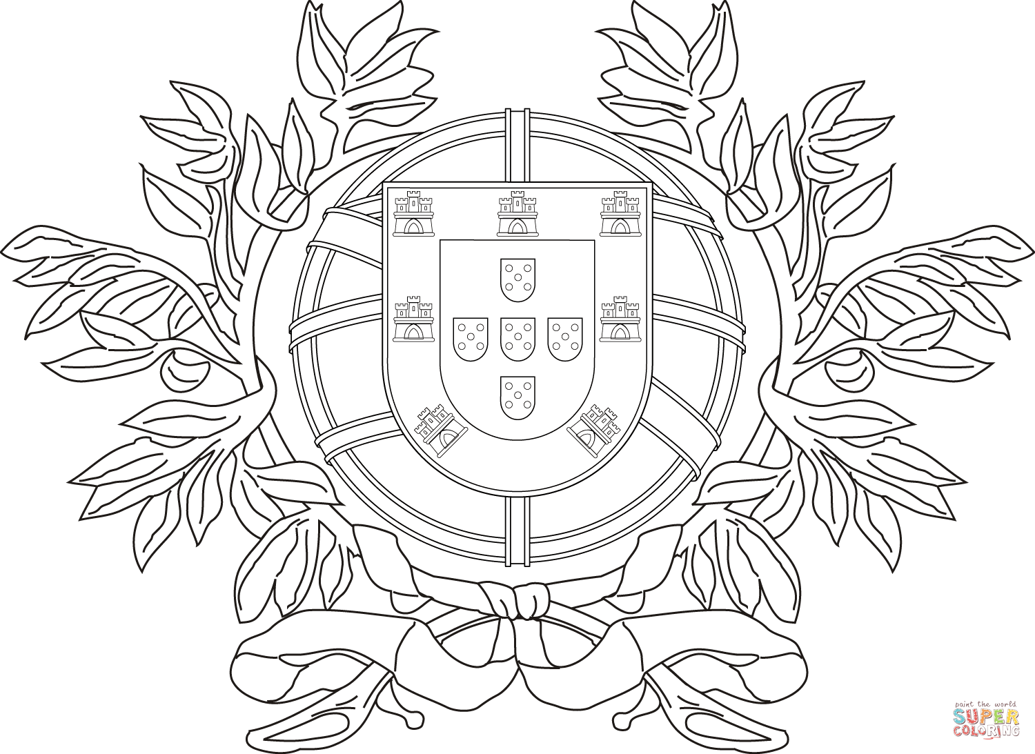 Coat of arms of portugal coloring page free printable coloring pages