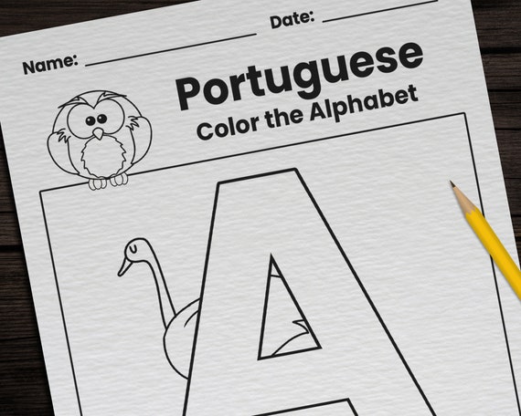 Portuguese alphabet coloring worksheets for kids printable portuguese abc bilingual coloring book pages homeschool language classroom