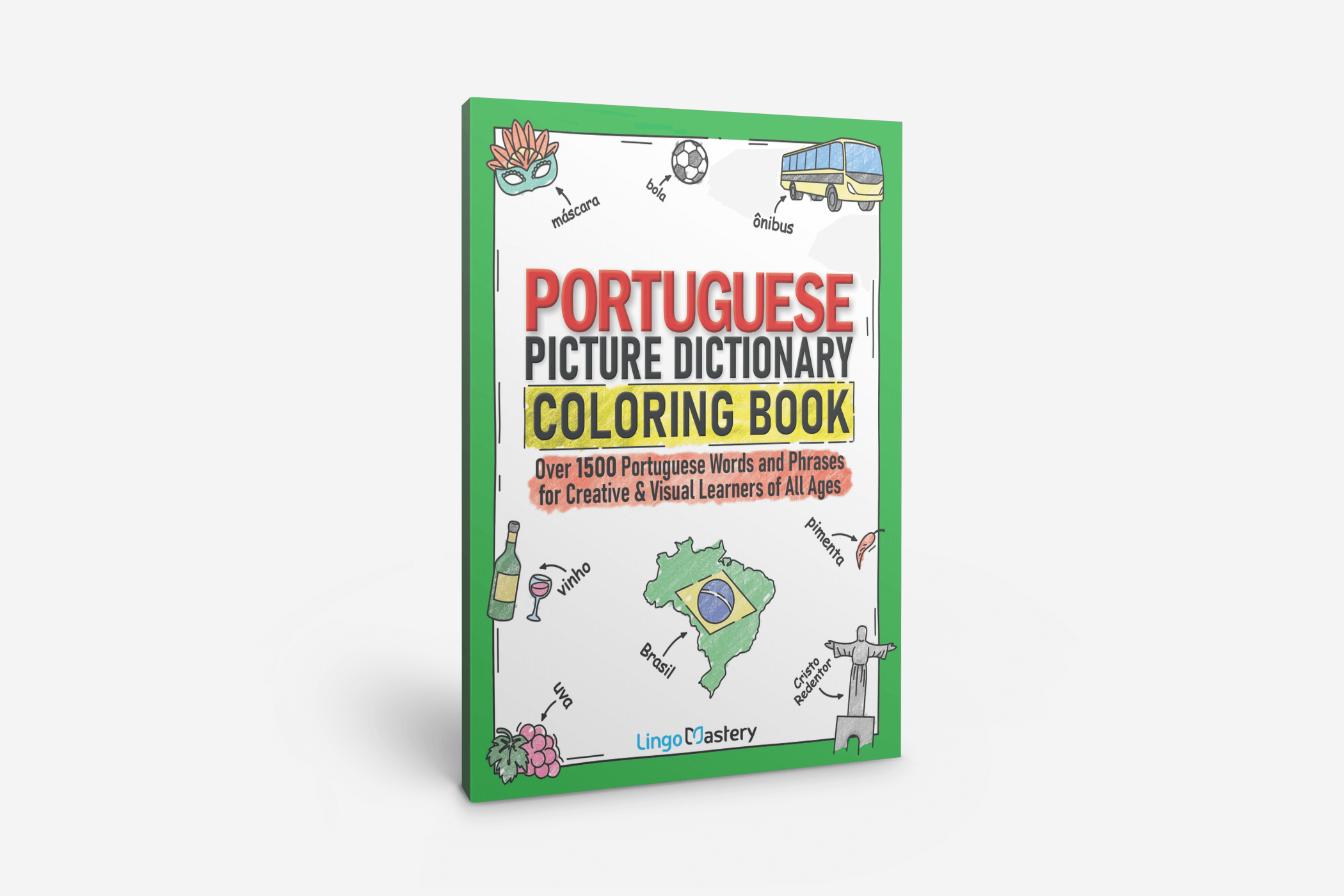 Portuguese picture dictionary coloring book