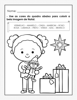 Portuguese christmas coloring pages color by number and colors given o natal