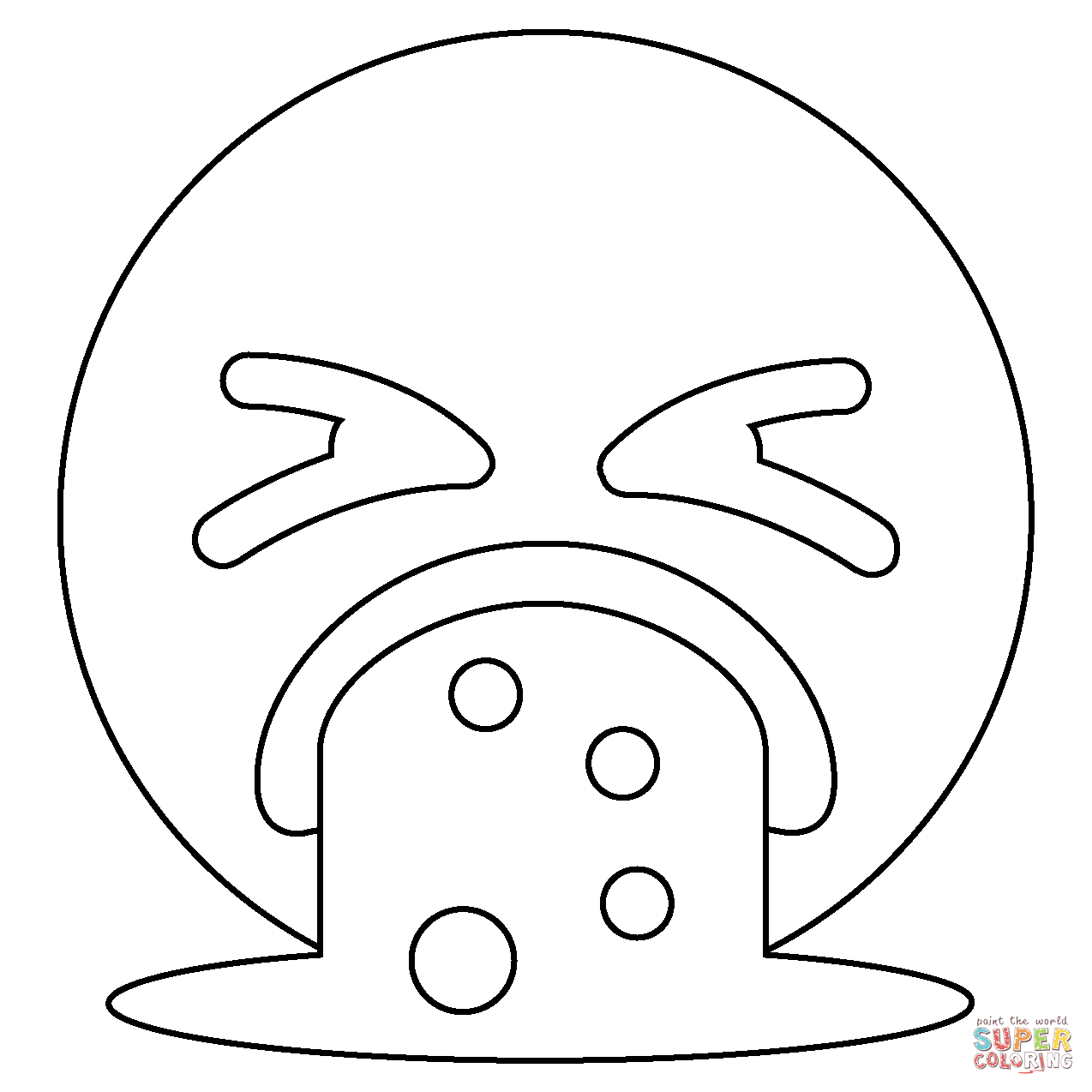 Face vomiting emoji coloring page free printable coloring pages