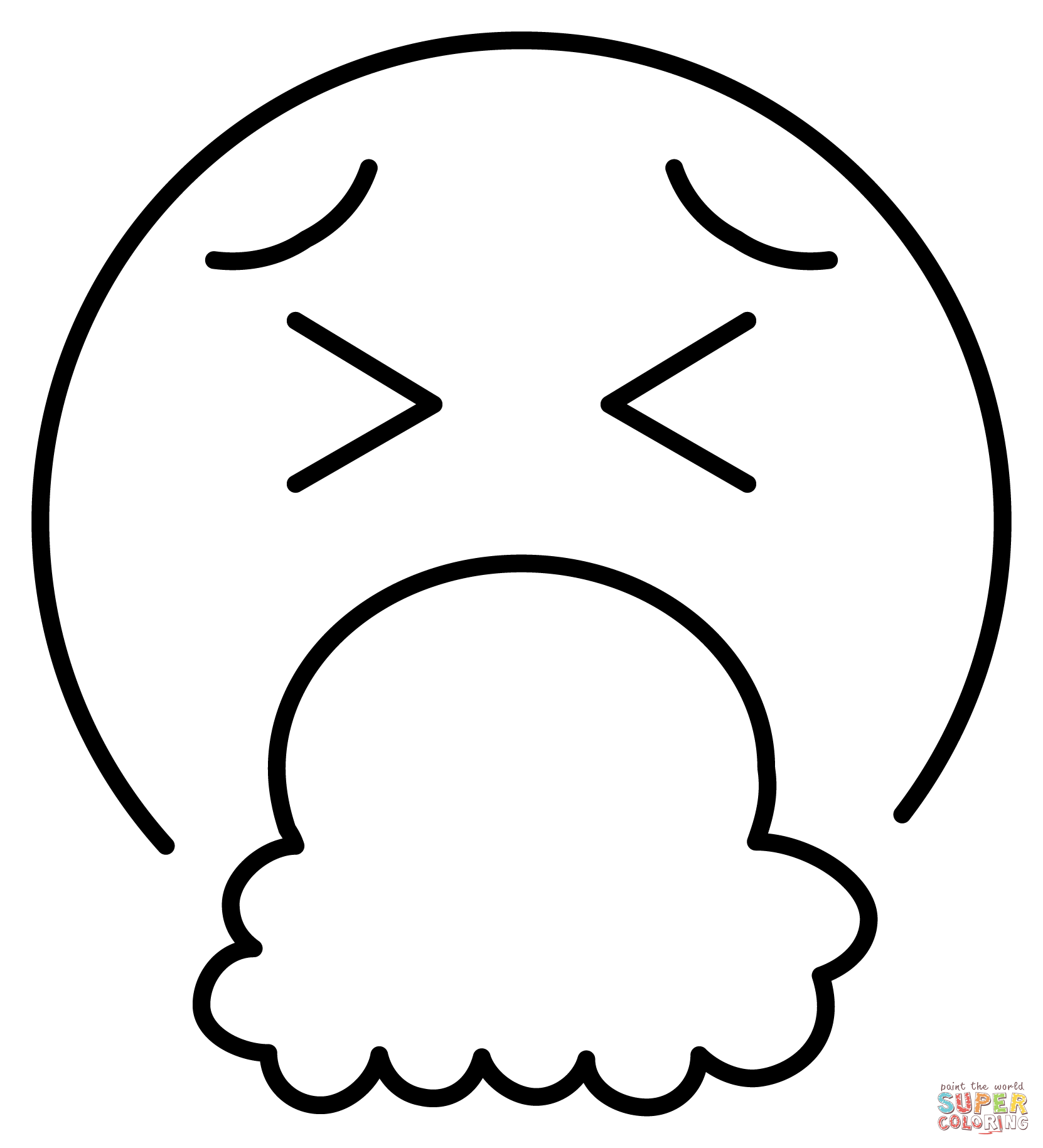 Face vomiting emoji coloring page free printable coloring pages