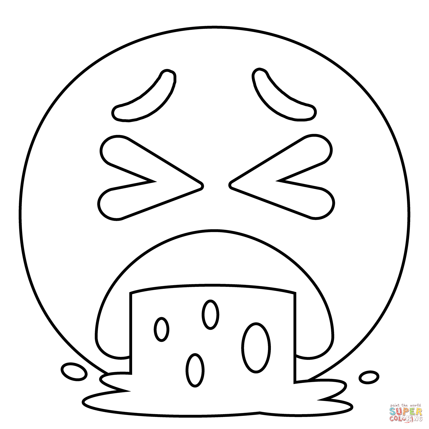 Face vomiting emoji coloring page free printable coloring pages