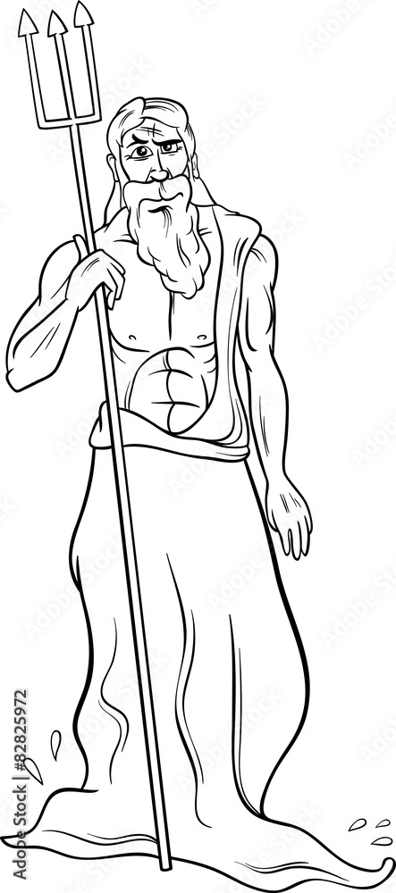 Greek god poseidon coloring page vector