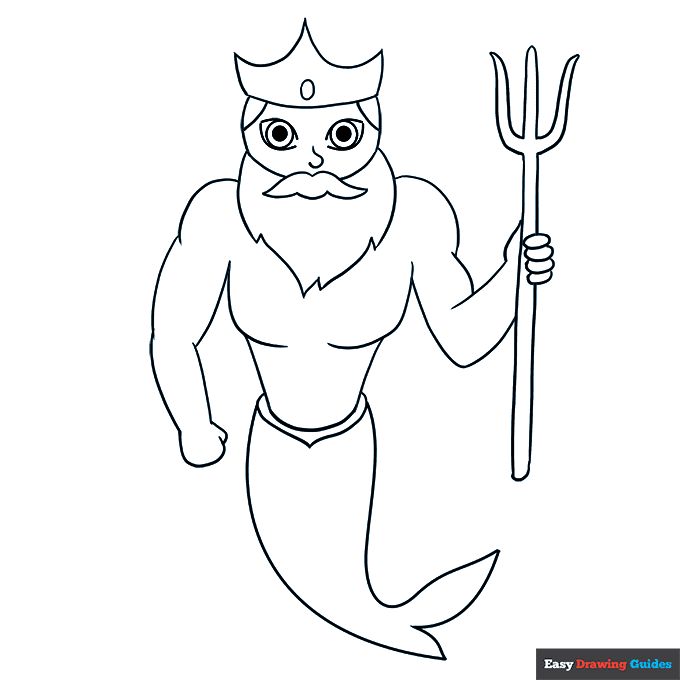 Poseidon coloring page easy drawing guides