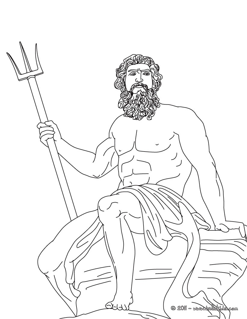 Poseidon the greek god of the sea coloring pages