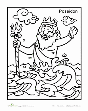 Poseidon worksheet education poseidon greek crafts greek mythology characters