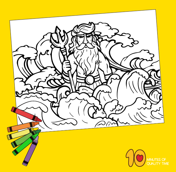 Poseidon coloring page â minutes of quality time