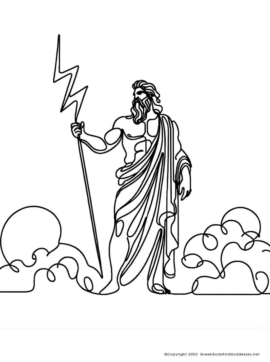 Zeus coloring printouts â greek gods goddesses