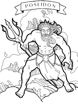 Coloring page poseidon god of the sea greek mythology fun friday