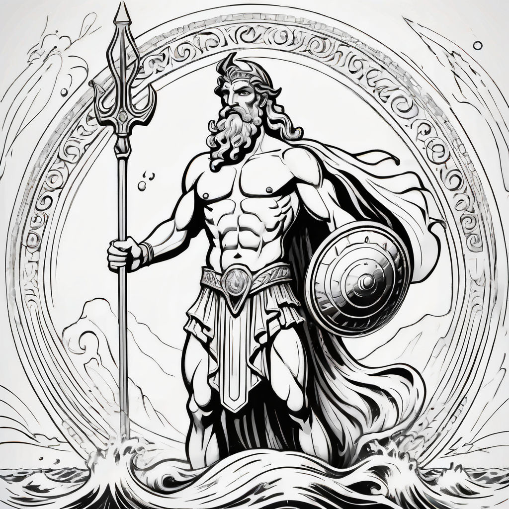 For coloring book design for the male greek god