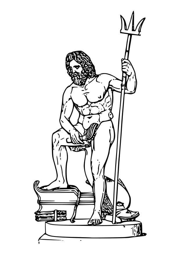 Coloring page poseidon