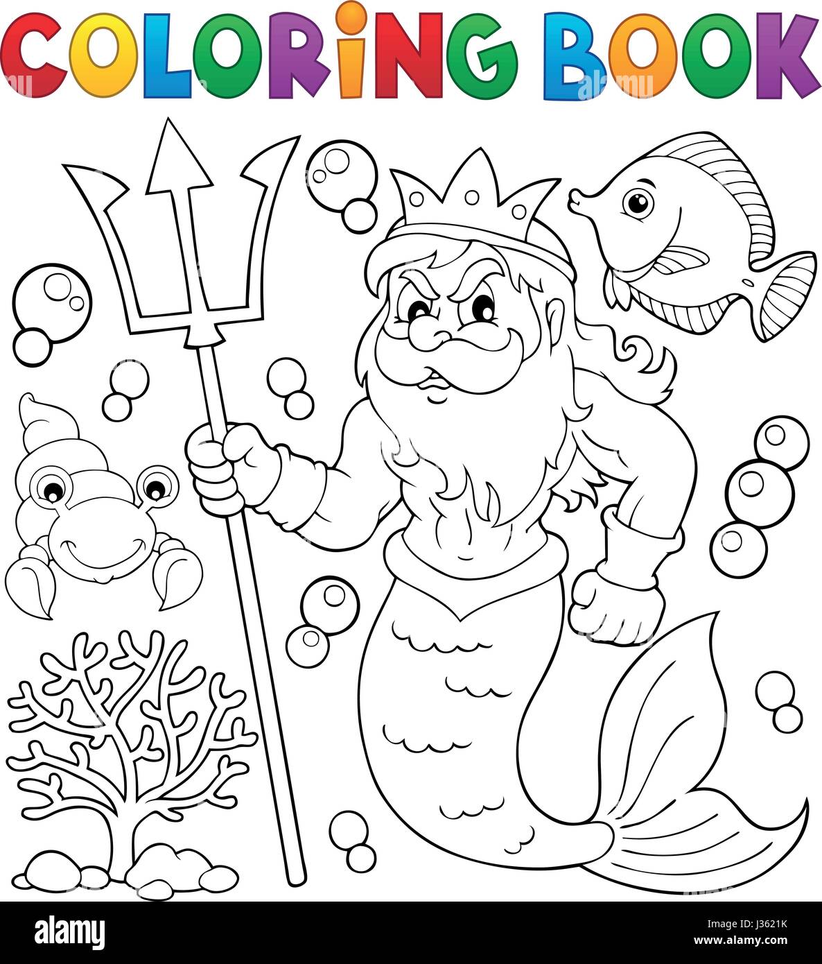 Coloring book poseidon theme