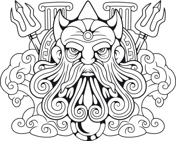 Free poseidon coloring page vector file