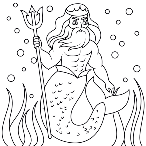 Cartoon poseidon coloring page free printable coloring pages