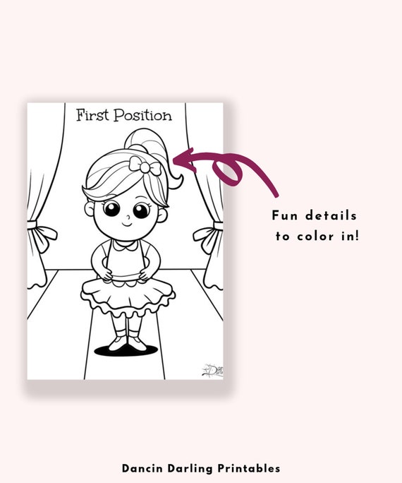 Libro para colorear de cinco posiciones de ballet