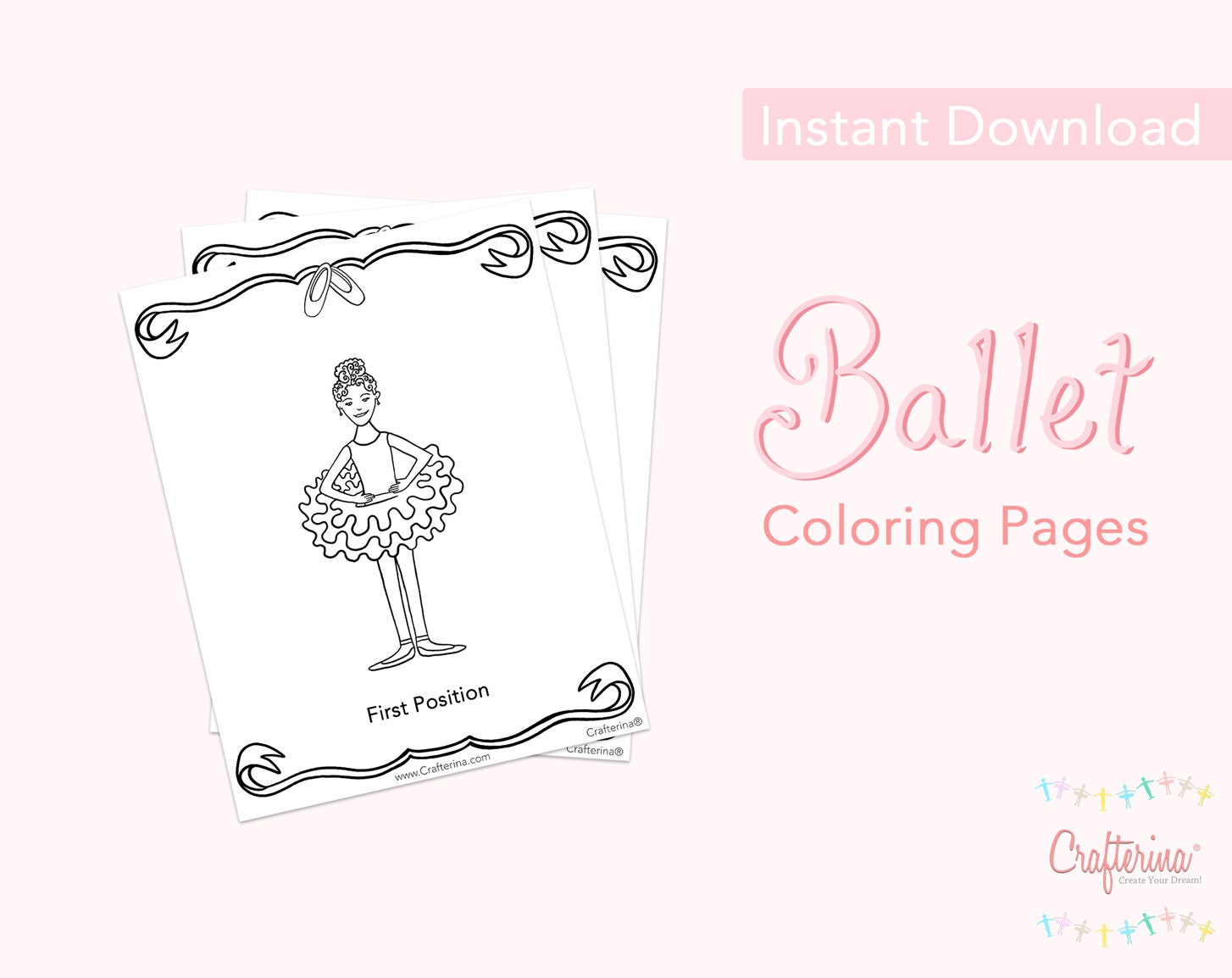 Ballet hojas para colorear pdf pãginas imprimible ballet teatro artãculos de papel juguete niãos bricolaje