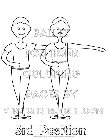 Five ballet positions coloring pages for boys and girls â