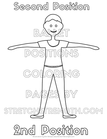 Five ballet positions coloring pages for boys and girls â