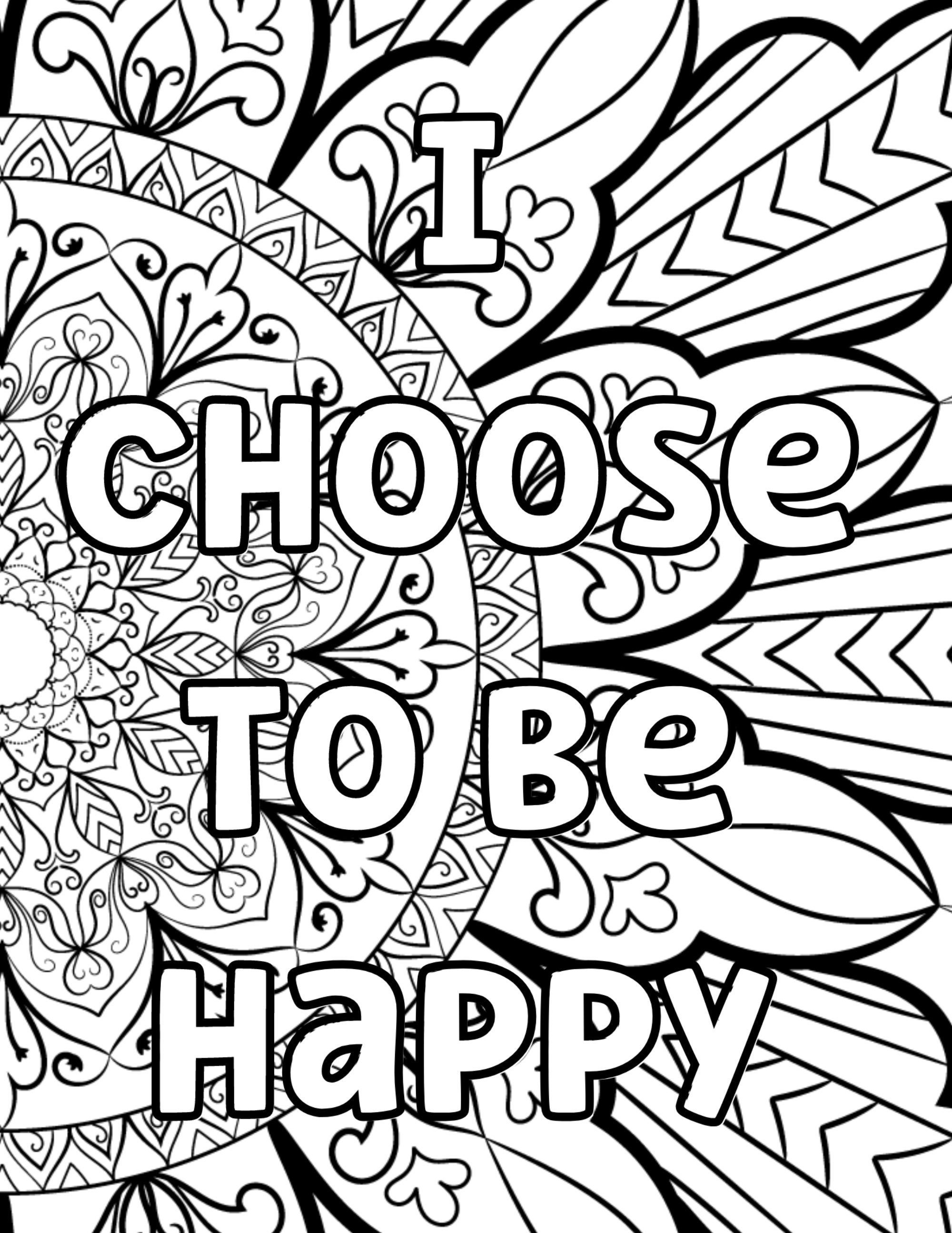 Positive affirmation coloring page for anti anxiety i choose to be happyself caretherapy resourceactivity book download now