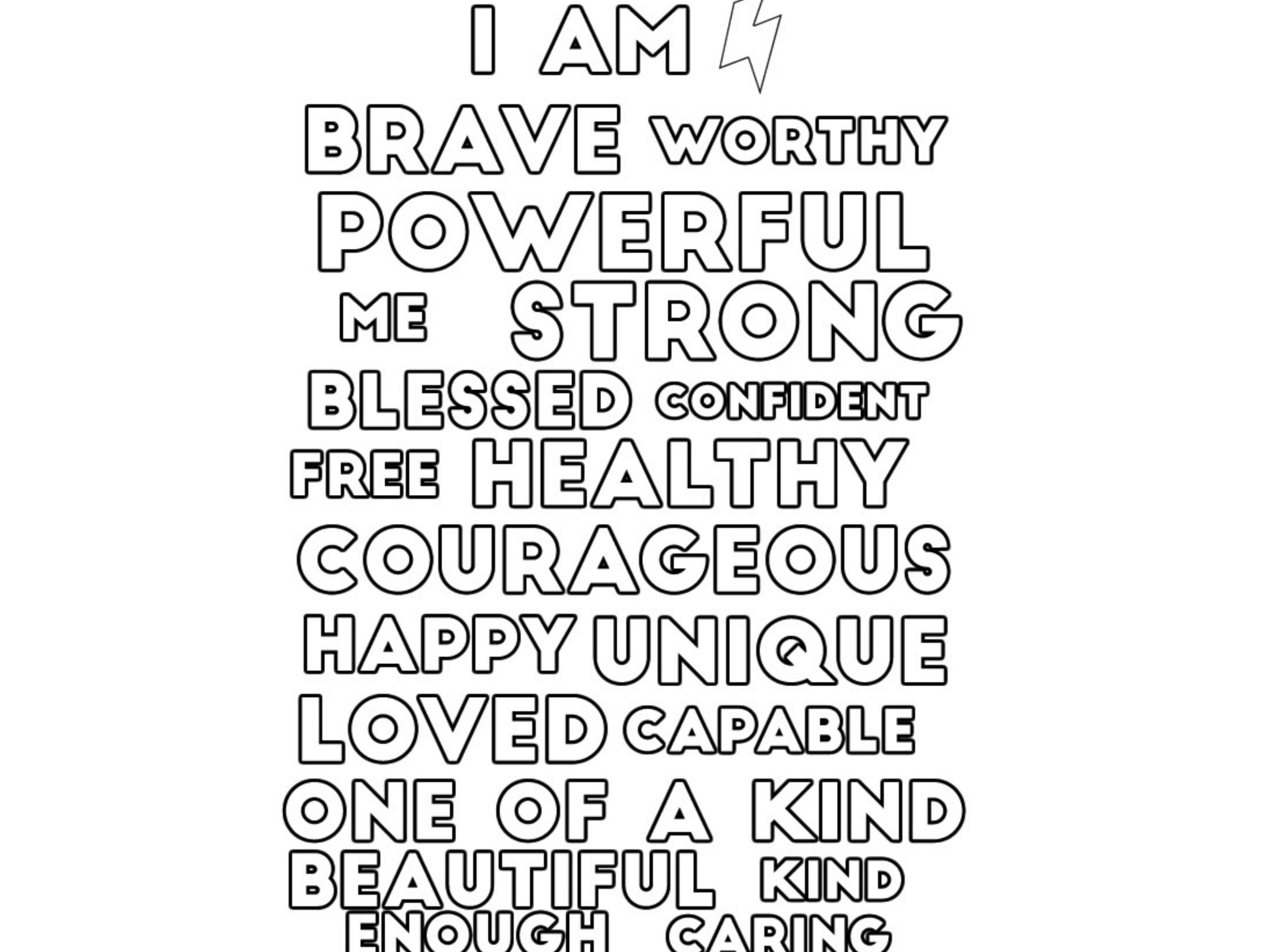 Positive affirmation coloring book all ages printable pages for stress relieving for relaxation instant download pdf