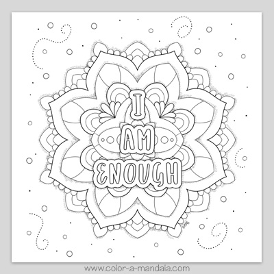 I am enough affirmation coloring page m