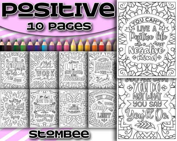 Coloring book pdf positive affirmation coloring pages printable adult coloring book pdf colouring page quote coloring page printable