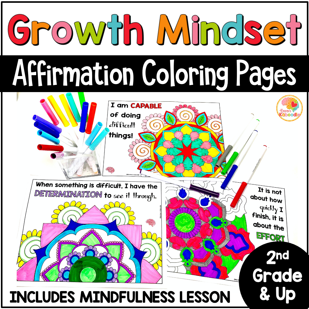 Growth mindset coloring pages affirmations for upper grades