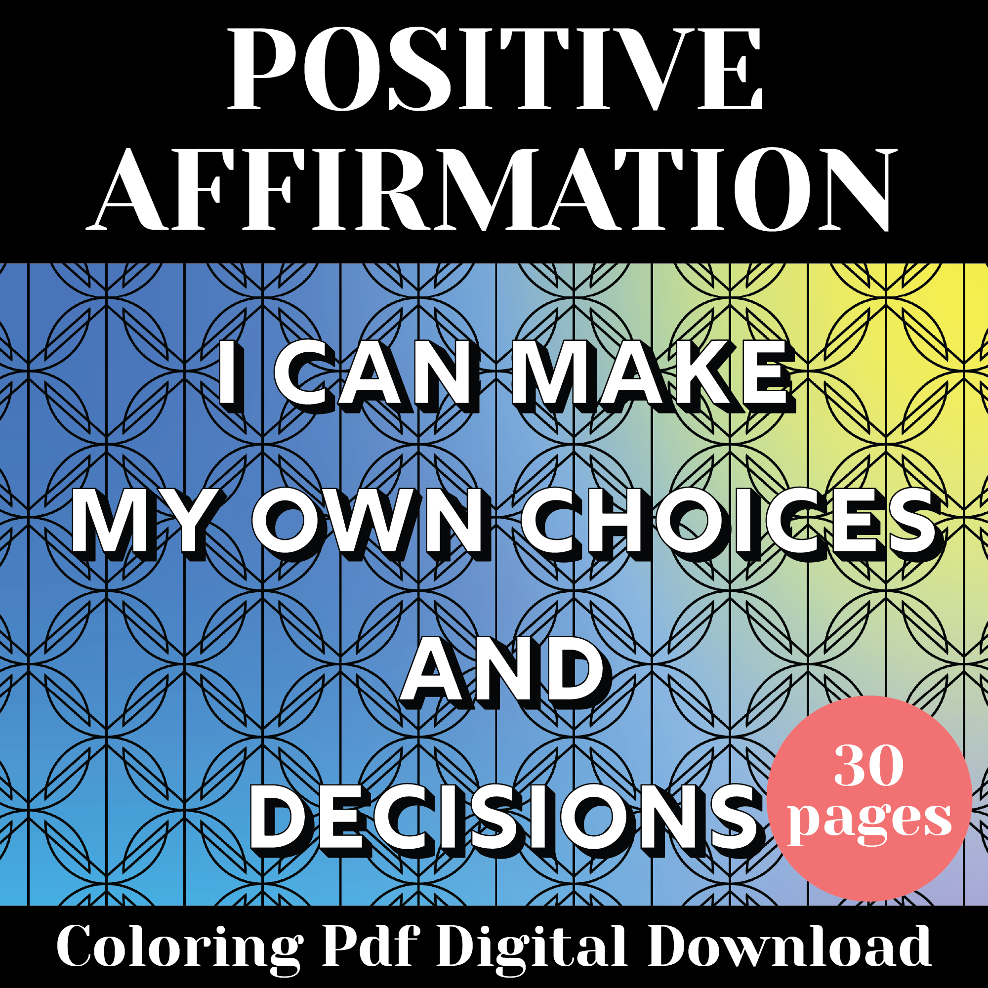 Positive affirmation coloring pages printable pdf pack