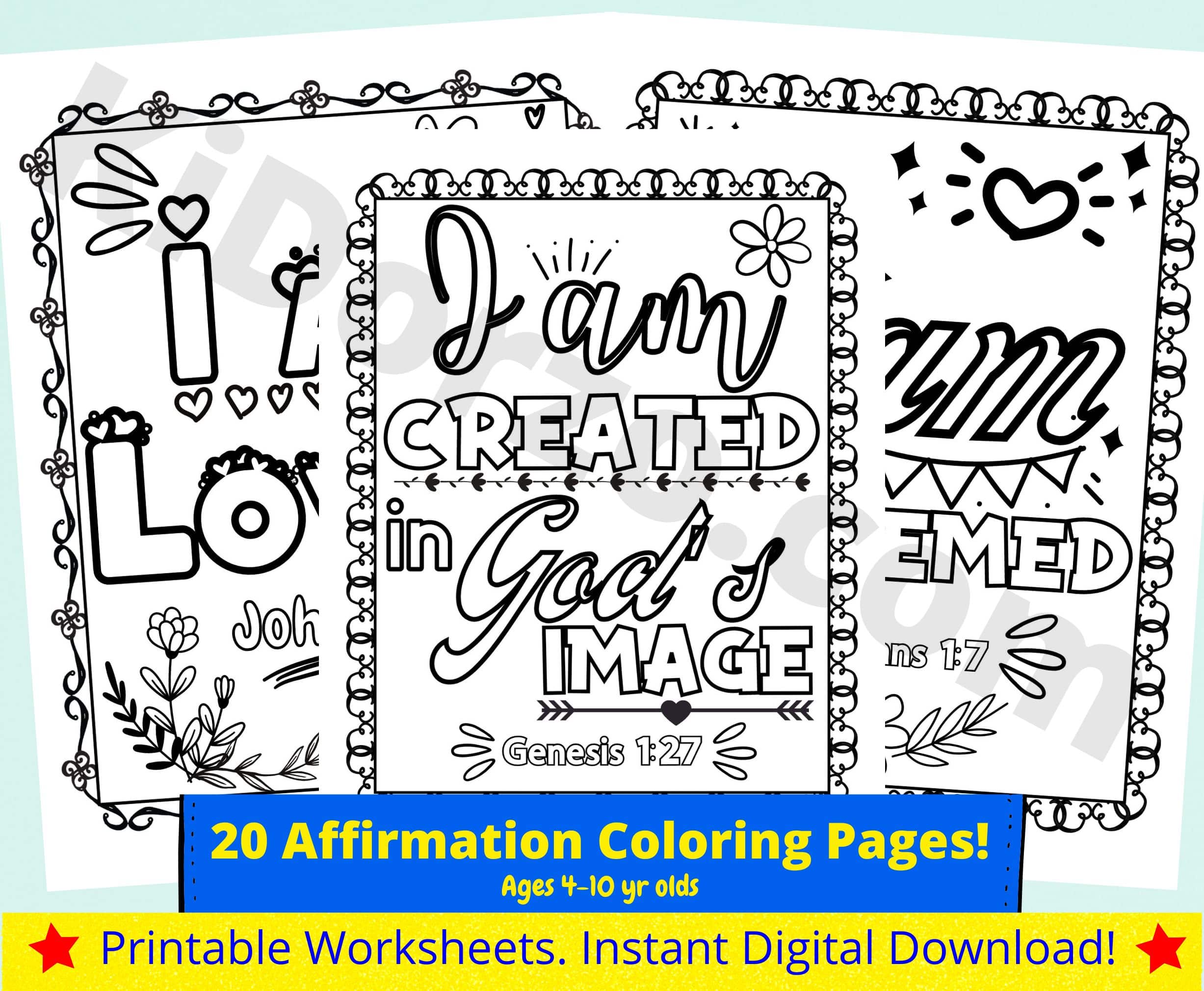 Affirmation easy bible verse coloring pages for kids