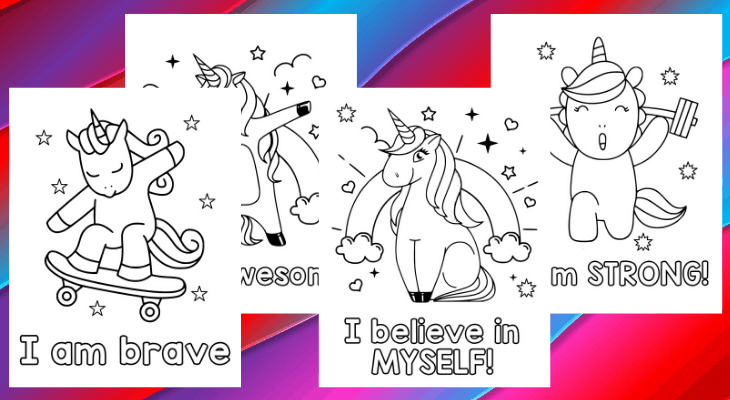 Free unicorn coloring pages with affirmations for kids mama refreshed