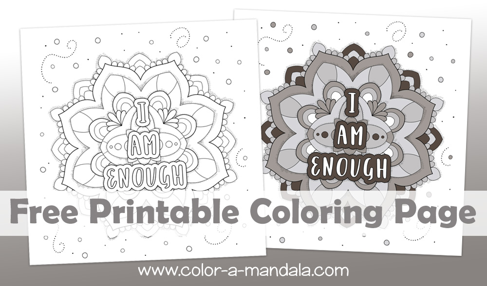 I am enough affirmation coloring page m