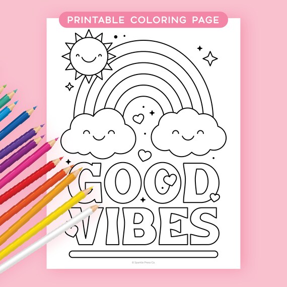 Printable coloring page coloring page for adults coloring page printable for teens positive affirmations good vibes instant download download now