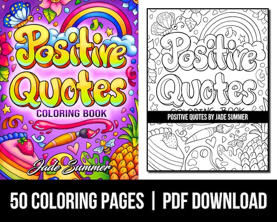 Inspirational coloring pages positive quotes adult coloring book by jade summer digital coloring pages printable pdf download