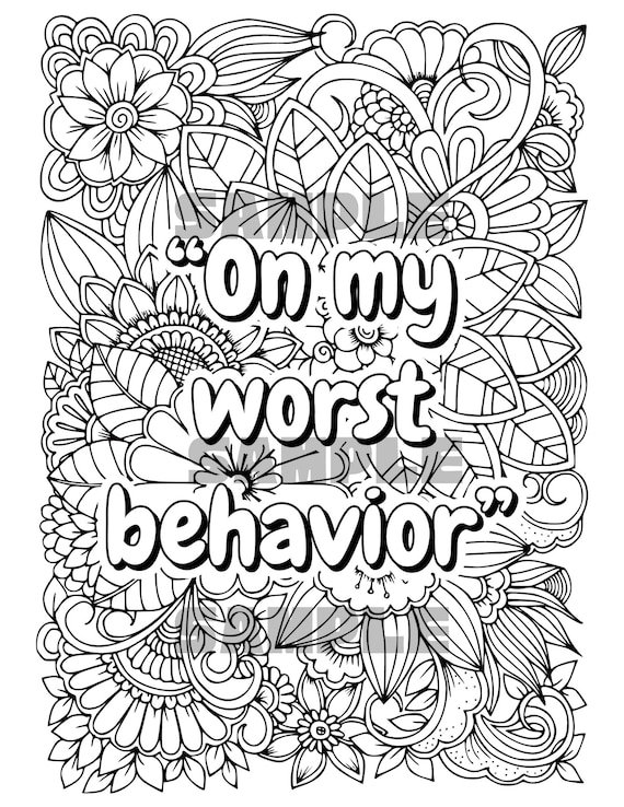 Popular quotes flower coloring pages adult digital art printable flowers pdf prints quote pdf png digital download