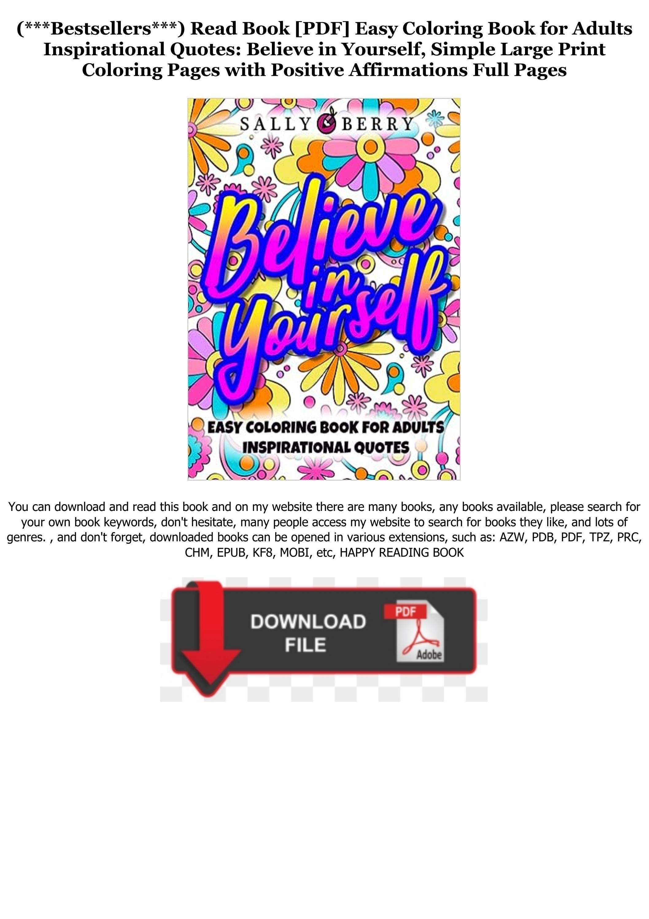 Download in pdf easy coloring book for adults inspirational quotes believe in yourself simple la by bunphoonbunphoon